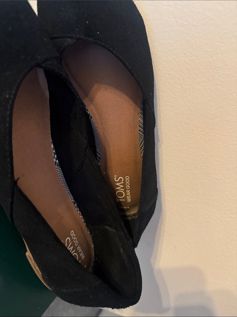 Toms Black Suede Pointed Slip-On Flats - Picture 3 of 5